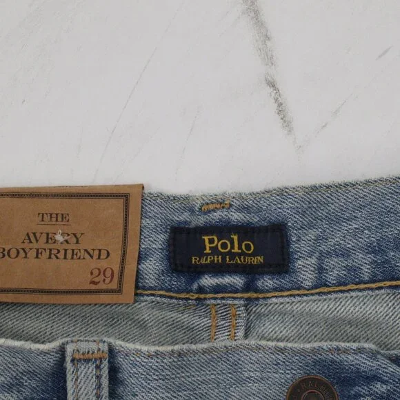 NWT Polo Ralph Lauren Jeans Womens 29 L27 Avery Boyfriend Patchwork Button Fly - Picture 12 of 16